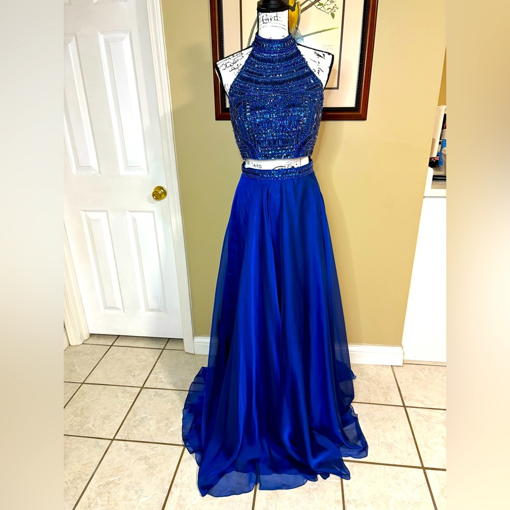 Sherri Hill Size 8 2 Piece Royal Blue Rhinestone Prom Formal Dress